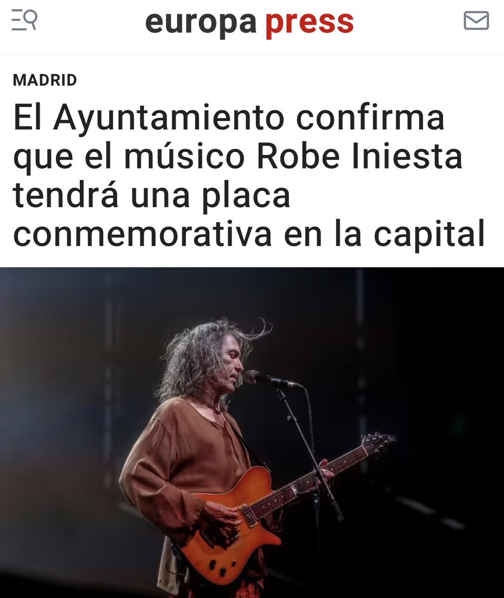 El Ayuntamiento de Madrid acaba de acceder a nuestra propuesta de que Robe Iniesta tenga una placa conmemorativa en la ciudad.

Un reconocimiento más que merecido a un artista que ha marcado como nadie a varias generaciones.