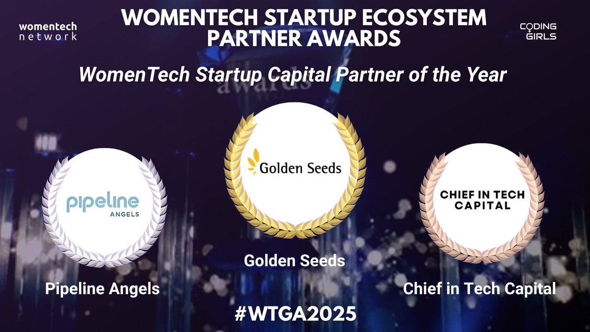 WomenTechNet's tweet image. 👏 Announcing the Startup Capital Partner of the Year winners at the WomenTech Startup Ecosystem Partner Awards 2025

🥇 Golden Seeds
🥈 Pipeline Angels
🥉 Chief in Tech Capital

👉 All winners: womentech.net/women-tech-awa…

#StartupInvesting #FemaleFounders #WITGA2025