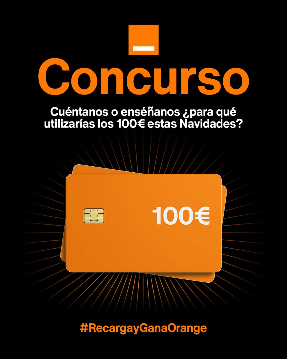orange_es's tweet photo. 🚨 ¡CONCURSO! 🚨 Gana una Tarjeta VISA con 100€ con Orange Prepago ✨ 

✅ Sigue a @orange_es
🔃 Haz RT
💬 Cuéntanos o enséñanos: ¿Para qué utilizarías los 100€ estas Navidades? + HT #RecargayGanaOrange

¡Suerte! 🍀

BBLL: https://t.co/BukExRVVvx https://t.co/jiyp3j4QZC