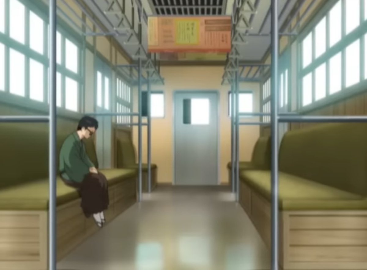 ccc__gp's tweet photo. 先輩宅のテレビで流れてたメガネが電車乗ってるシーンだけ見て、「あ、銀魂100話の小西(大西)さん‼️」ってなるのいつまでもオタクすぎる https://t.co/OZx5IcnYj5