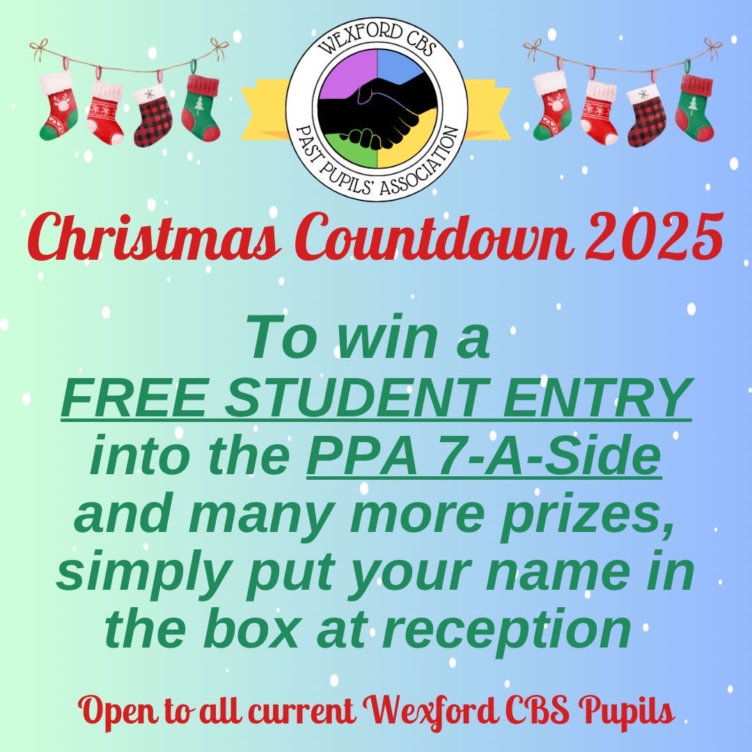 WexCBSPPA's tweet photo. 🎄⚽ PPA Countdown to Christmas Competition Starts Today! ⚽🎄

Our Wexford CBS PPA Countdown to Christmas competition kicks off today! https://t.co/LZkXyrfATe