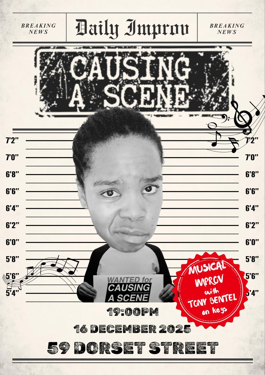 Join us for an evening of Silly and Frivolous fun with the Causing a Scene improv crew. 🎭

Be entertained and awed !
Players include Tshepang Khunou, Jess Taylor, Martin Grendele, Hayleigh Evans, Ncumisa Ndimeni and Nidaa Hussain with the inimitable Tony Bentel on keys... 🎹 😄