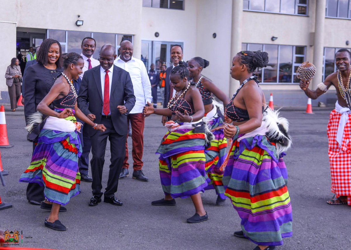 Bomasofkenya's tweet photo. Bomas of Kenya dancers lit up Wilson Airport as they welcomed the inaugural Nairobi–Kisumu–Entebbe Safarilink flight. A vibrant moment where culture met connectivity, marking a bold step for regional travel and Kenyan tourism. #BomasOfKenya https://t.co/B6qv1jTEYX