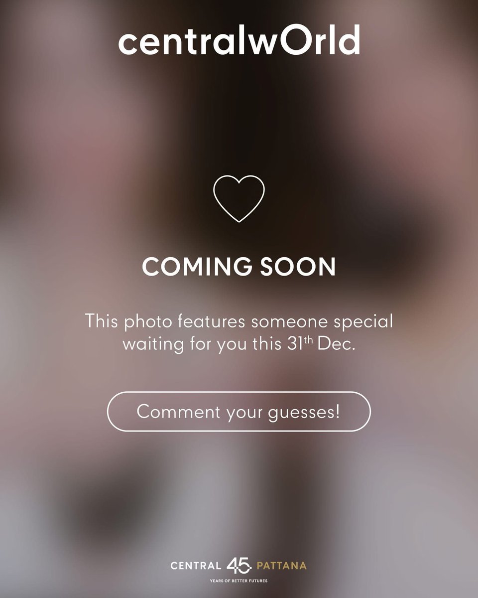 centralwOrld's tweet photo. This photo features someone special waiting for you this 31 Dec. ❤️

🎉 วอร์มเสียงกรี๊ดให้พร้อม! เพราะเค้ากำลังจะกลับมา! 
31 ธ.ค. นี้ ไม่ว่าคุณจะอยู่ที่ไหน แต่ถ้าอยากพบกับเธอคู่นี้ ก��ต้องที่เซ็นทรัลเวิลด์เท่านั้น!
📍 ที่งาน centralwOrld Bangkok Countdown 2026
เฉลยพร้อมกัน 18 ธ.ค. นี้

This December 31, wherever you’re going, if you want to see this special guest, there’s only one place to be — centralwOrld!
📍 At centralwOrld Bangkok Countdown 2026
The big reveal is coming on December 18.

#CTWBKKCountdown2026 #CentralCountdown2026
#CentralPattana #centralwOrld