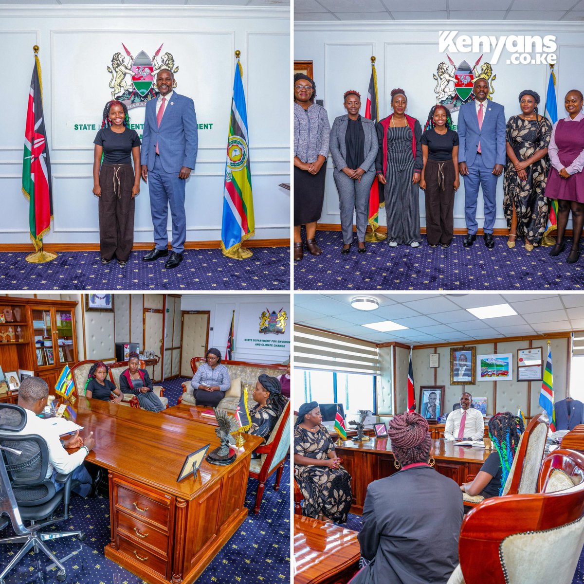 Kenyans's tweet photo. Truphena Muthoni meets Environment PS Festus Nge'no after Ruto's directive to support her visit to Brazil https://t.co/hXrniF9Jsr