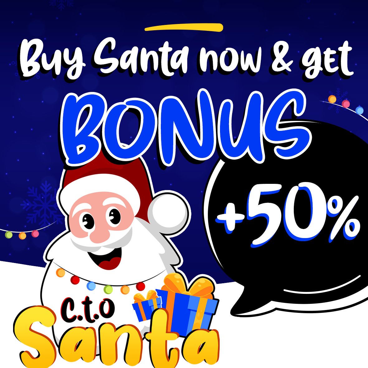 SANTATOKENSOL2's tweet image. Starting from now!
The biggest buy is going to get a 50% bonus.
Grab the SANTA dip now before the December 17 news and enjoy free Santa tokens! 🎁
