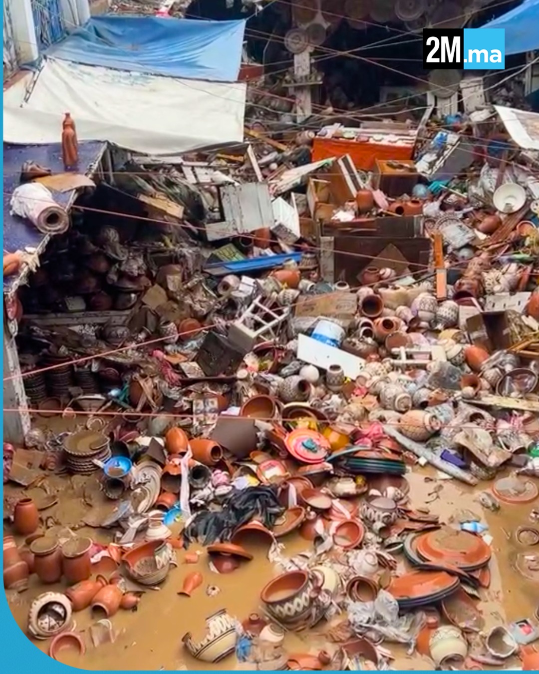 خسائر مادية كبيرة بقيسارية الفخار "دار سيكار" بالمدينة القديمة لآسفي، جراء السيول الفيضانية القوية التي شهدتها المدينة. #آسفي 