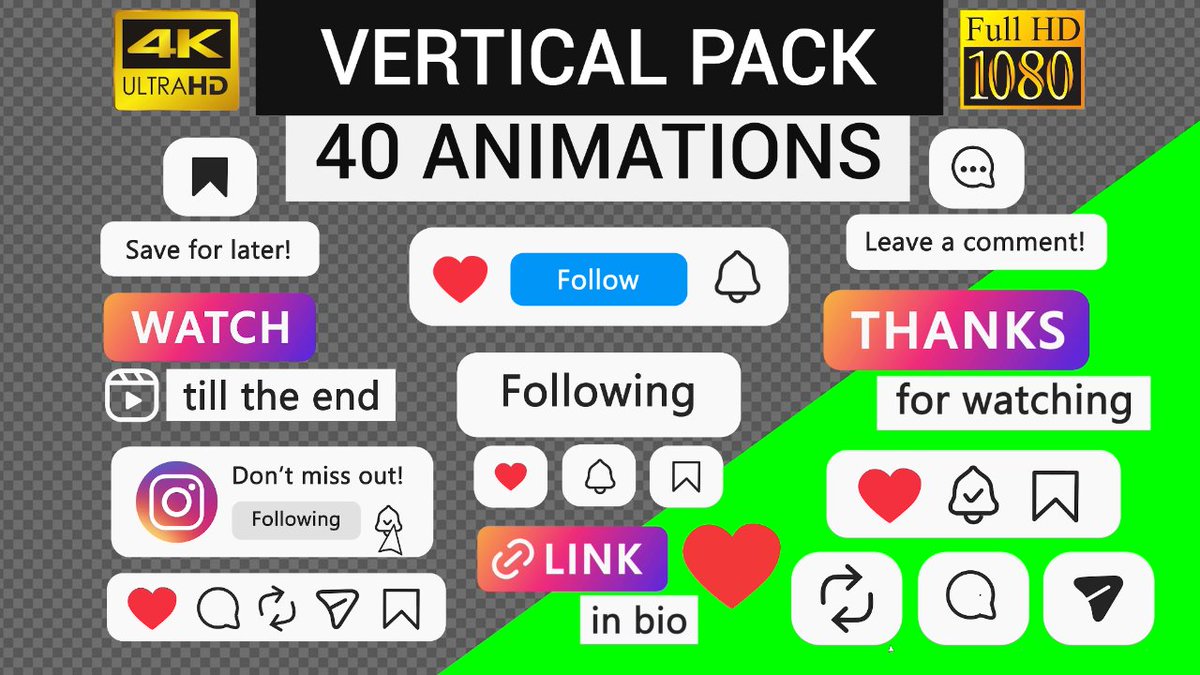 FootageElements's tweet image. 40 Vertical Social Media Button Animations | Instagram Reels | Alpha &amp;amp; Green Screen
youtube.com/watch?v=I2N13K…

 #Follow #greenscreen #overlay #Vertical #SocialMedia