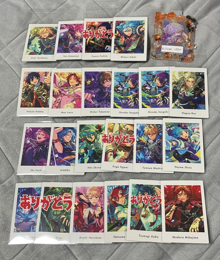 chama_2980's tweet photo. 【交換】 あんスタ ぱしゃっつ vol.6

譲）P→日和、薫、凛月、鉄虎、千秋、奏汰、翠、忍、光、ひなた、HiMERU、ニキ、晃牙、敬人、颯馬、嵐、つむぎ、斑

A→燐音、レオ、泉、凛月、英智、桃李、渉、北斗、真緒、翠、忍、凪砂、宗、HiMERU、ニキ、友也、創、嵐、夏目、斑

リプに続く https://t.co/WajHwcIWg2