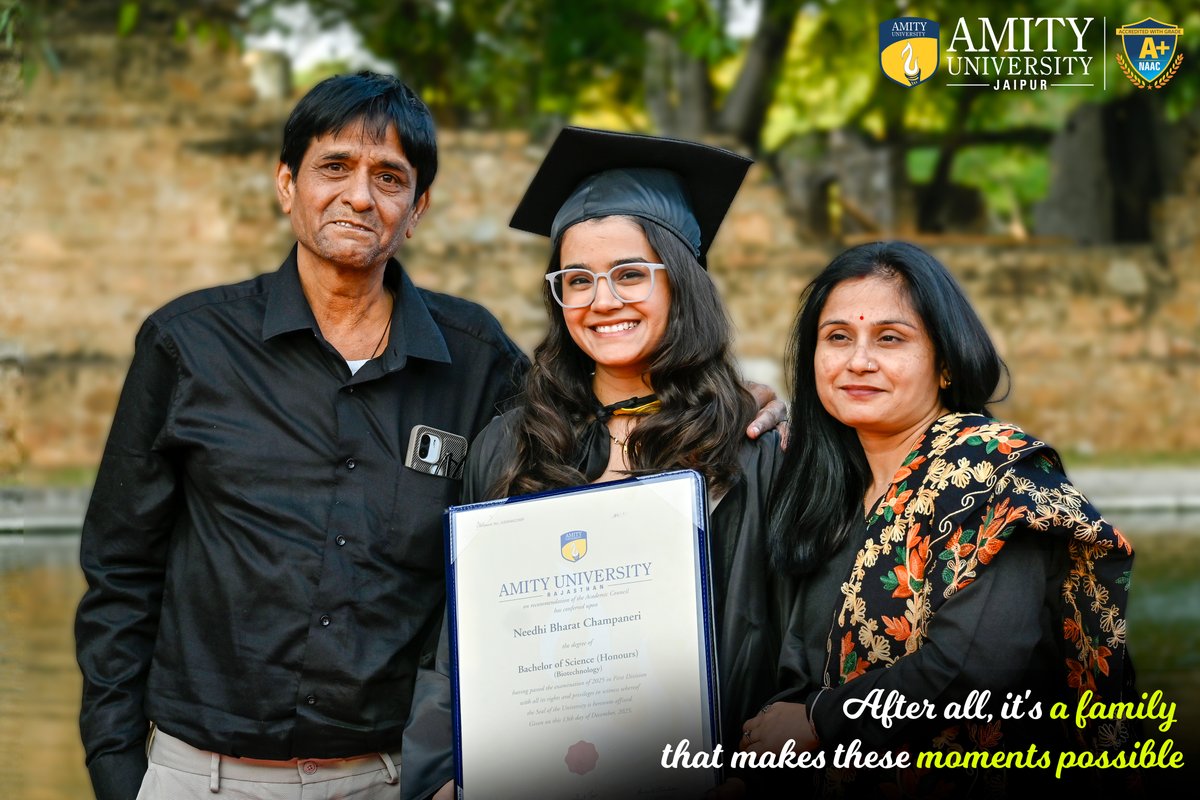AmityUniJaipur's tweet image. From the smiles of pure individual achievement, to the hugs shared with the families, and the laughter with friends—this is the true spirit of Convocation.
Congratulations, graduates! Your alma mater is immensely proud.

#Convocation2025 #ClassOf2025 #AmityJaipur #ProudMoment