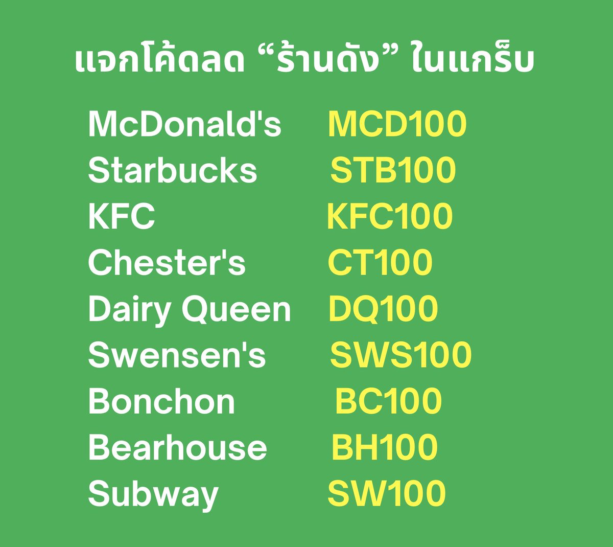 inkmaya's tweet image. ร้านดัง สั่งเลยในแกร็บ ใส่โค้ดตามนี้ คุ้มๆๆๆ 
ลดสูงสุด 100 บาทเลยอะ