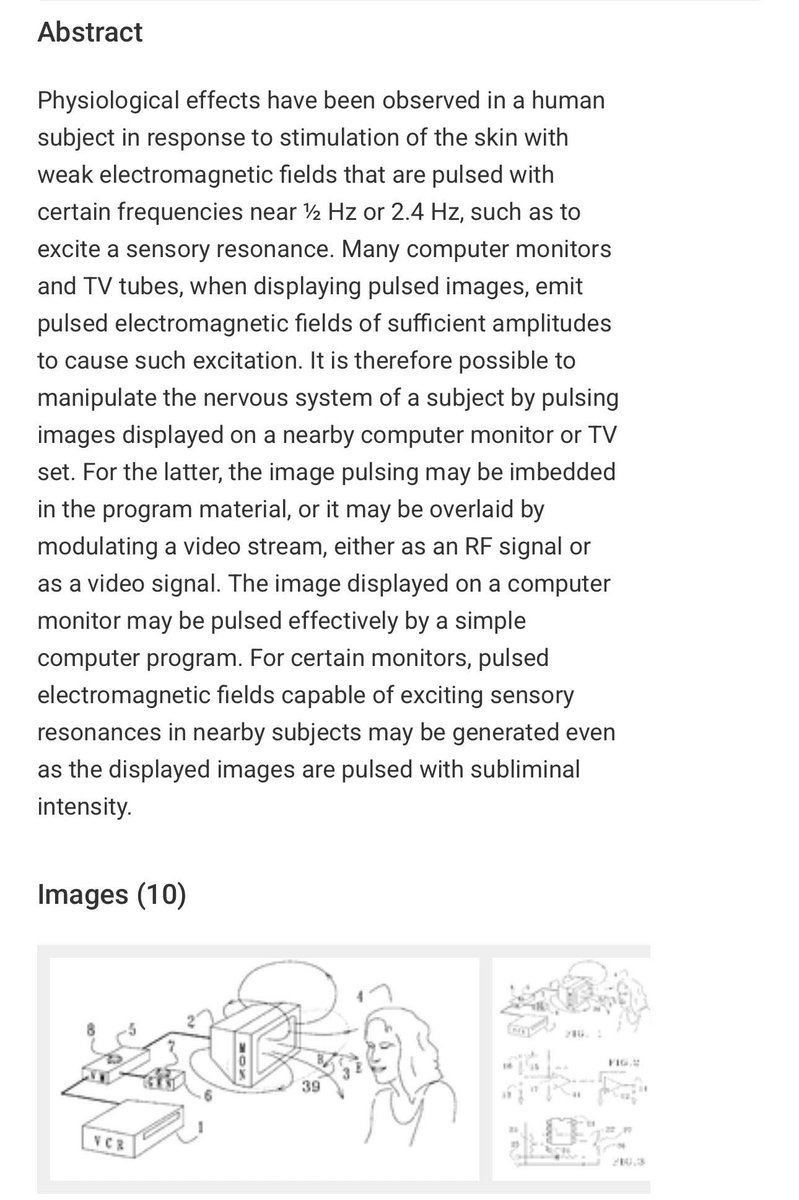 BabyD1111229's tweet image. Google patent 6506148 - Nervous system manipulation by electromagnetic fields from monitors.
⬇️
patents.google.com/patent/US65061…