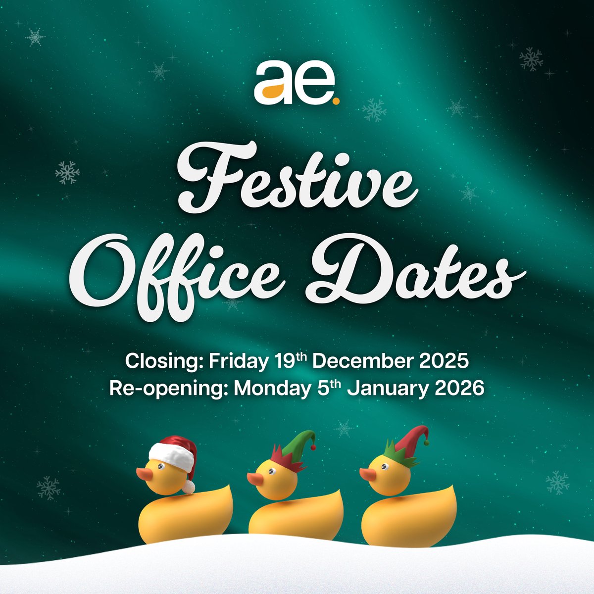 associateevents's tweet image. 🎄🎅🏼 AE Christmas opening hours 🎅🏼🎄

We’ll be closing the office on Friday 19th December, so #TeamAE can rest, reset &amp;amp; recharge 🔋

Huge thanks to everyone who’s trusted us this year — we’ve loved every moment 🤍

Here’s to an exciting 2026. 🥂✨

#ChristmasOpeningHours