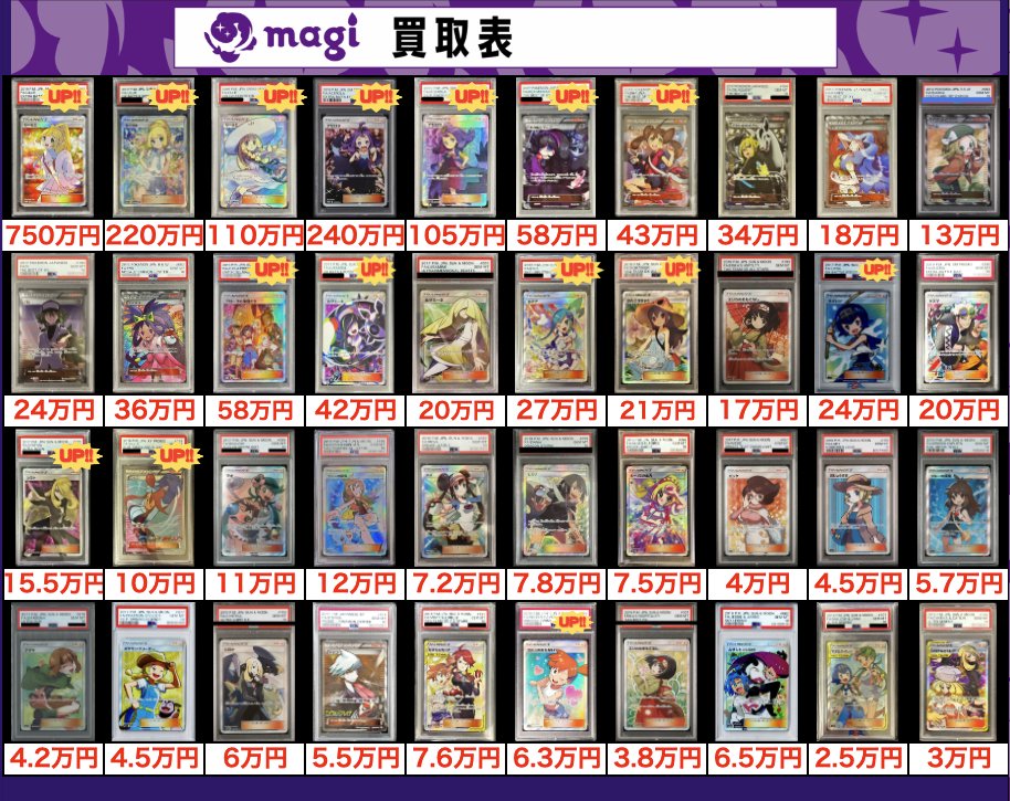 買取告知】 12/16(火)のポケカ買取表です‼️ ✨サポートPSA10買取表