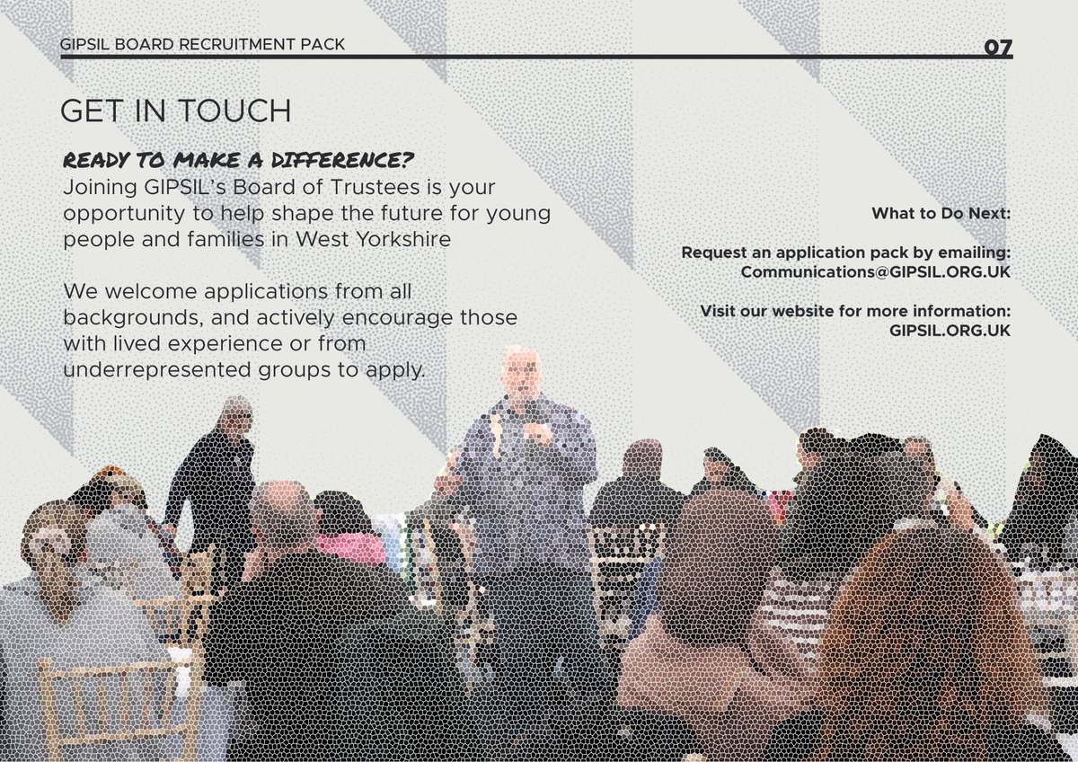 We’re recruiting!

Join our Board and help shape the future of our work supporting communities across West Yorkshire.

Apply now 👉gipsil.org.uk/board-member/