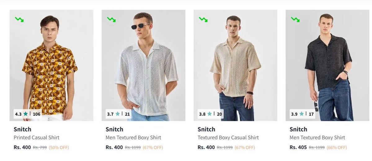 Snitch Men Shirts From ₹400  

Link 🔗 bit.ly/3KZUbDi
Epic Price Drop