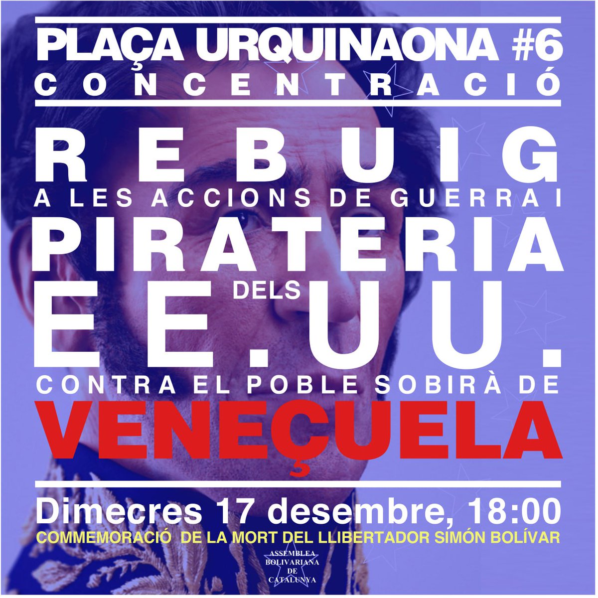 🇻🇪Aquest dimecres ens veiem a Urquinaona, per mostrar el nostre rebuig als atacs contra Veneçuela i solidaritzar-nos amb el seu poble.

No hi faltis!✊