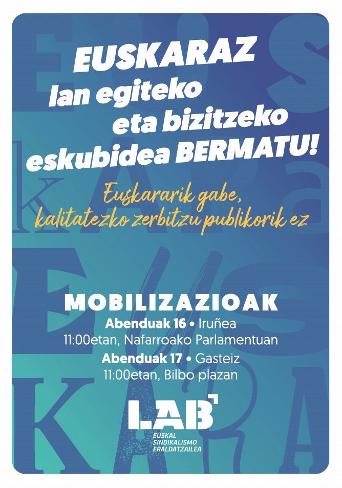 LABpublikoa's tweet image. #ZerbitzuPublikoetanEUSKARAZ #euskarazlanetabizi
#euskara #euskaraz