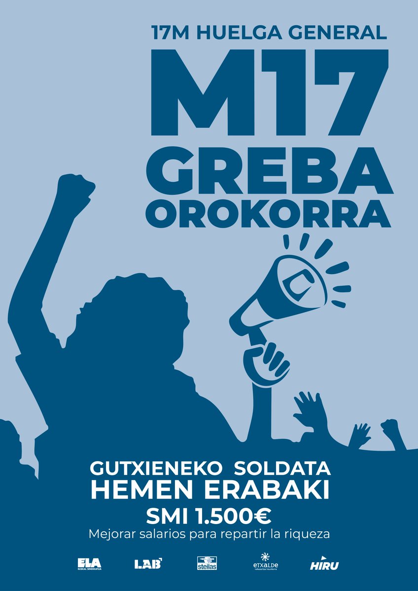 LakuntzaMitxel's tweet photo. 📢 Martxoaren 17an grebara goaz gutxieneko soldata propioa eta duinaren alde. 

🔴Inork ezin du 1.184 euroekin bizi, ez du balio prekarietatetik ateratzeko. 

🚧 Pradalesek, Chivitek eta Patronalak ez dute elkarrizketan sinisten. Ate guztiak itxi dizkigute. 

▶️Haria 👇: https://t.co/v1ZfqbBL1l