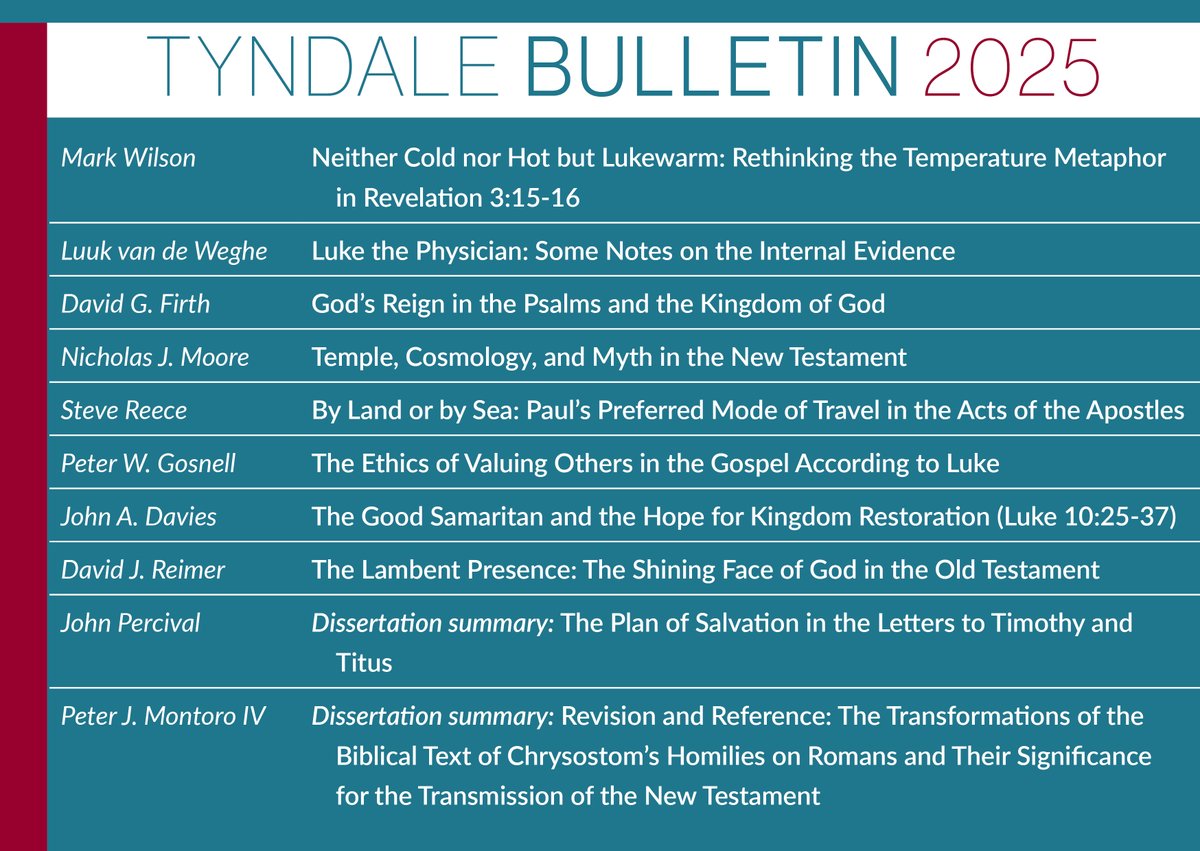Tyndale Bulletin tweet media