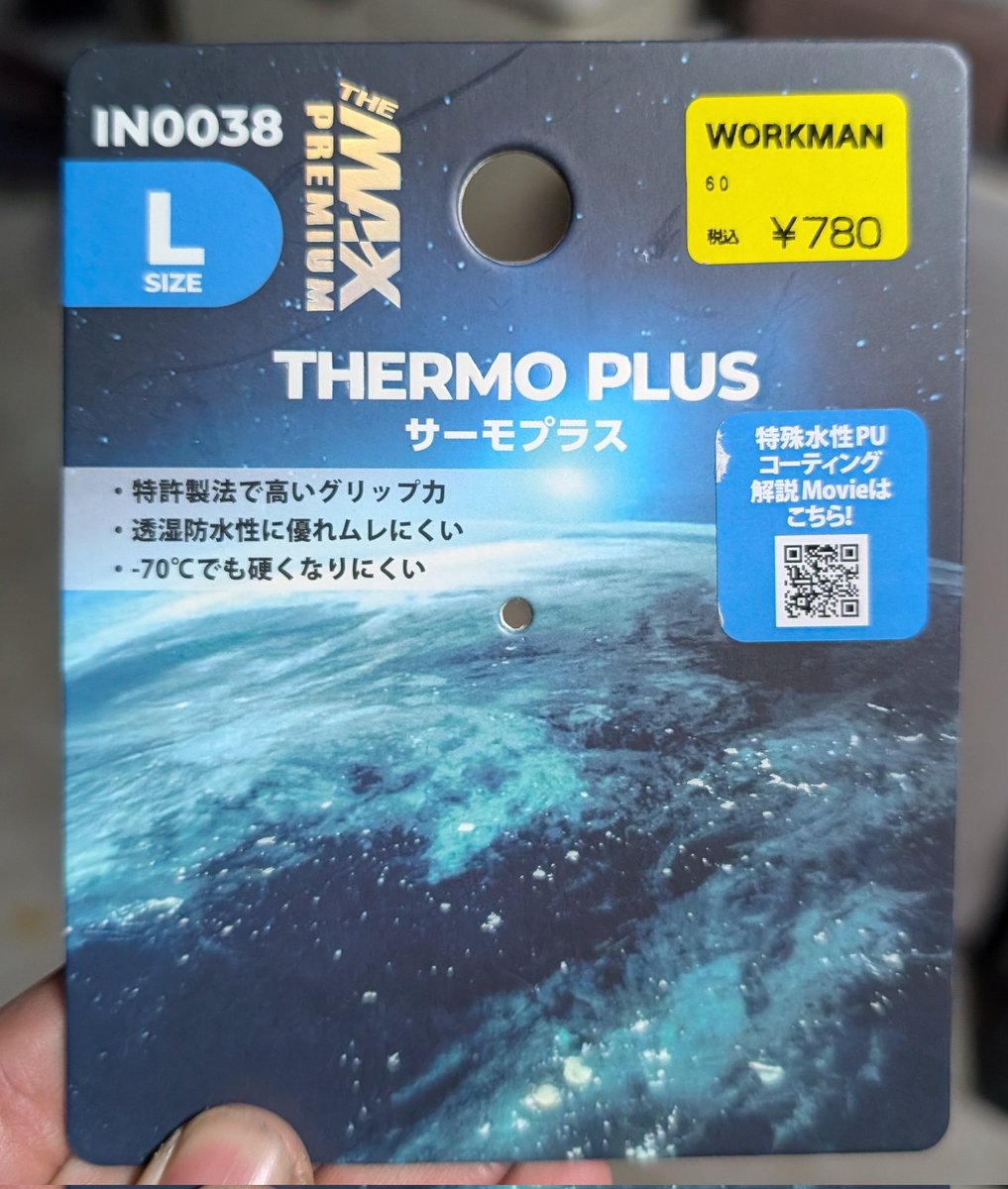 ワークマンのサーモプラスの防寒手袋マジでいいぞ！！

洗車するにも◎な薄さなのにミリも寒くない！！
