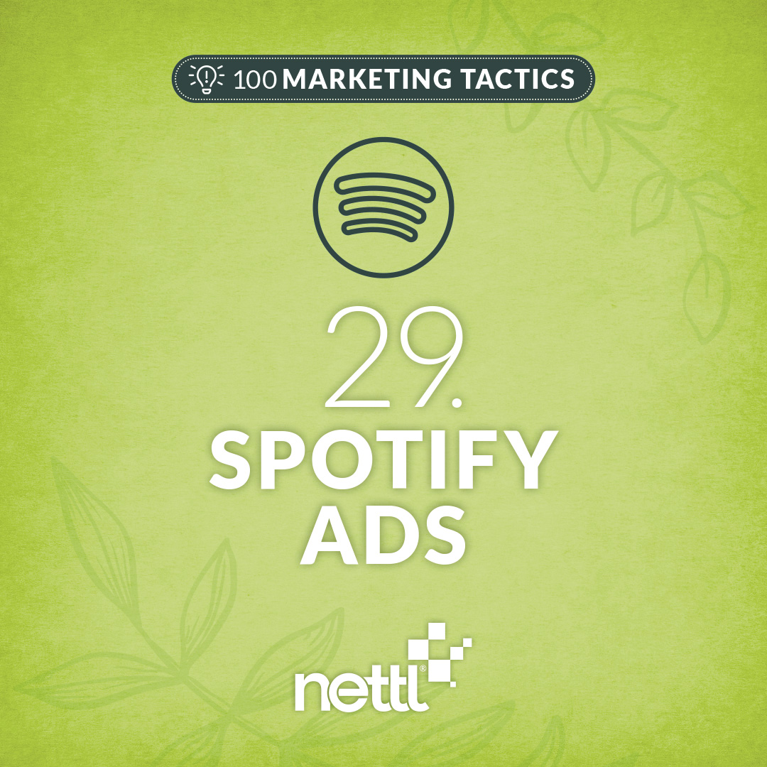 Marketing Tactic 29/100: SPOTIFY ADS

Get in your customers’ ears while they’re working, commuting or at the gym

Use Spotify ads to target by location, interests and playlists/podcasts your audience listens to. Keep the script short, memorable and include a clear call to action