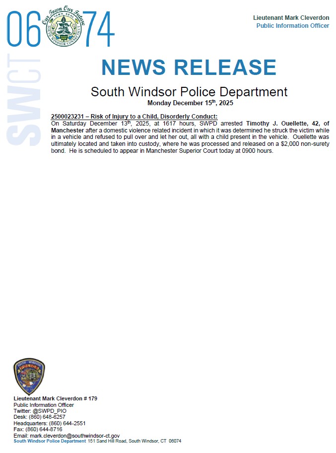 SWPD_PIO's tweet image. Good morning #SW06074.

Attached is the news release for Monday, December 15th, 2025.