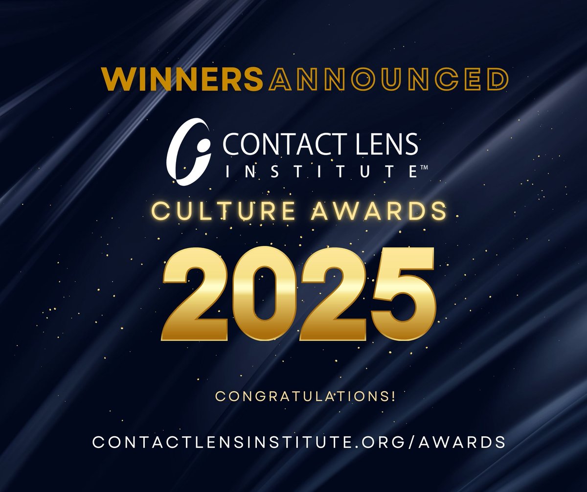 Congratulations to the 2025 CLI Culture Award winners! 

Watch their interviews at tinyurl.com/CLICulture2025. 

Read the full announcement contactlensinstitute.org

#optometry #eyecare #contactlens