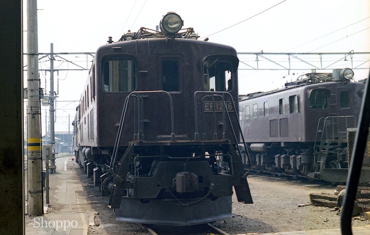 shopposan0529's tweet photo. #国鉄時代 #EF12 #旧型電機

『日付ネタ』EF12 16号機。1978年6月18日、高崎第二機関区にて。スノープロー付きでちょっと精悍に見える・・・かな？ https://t.co/qvKPKREa9Q