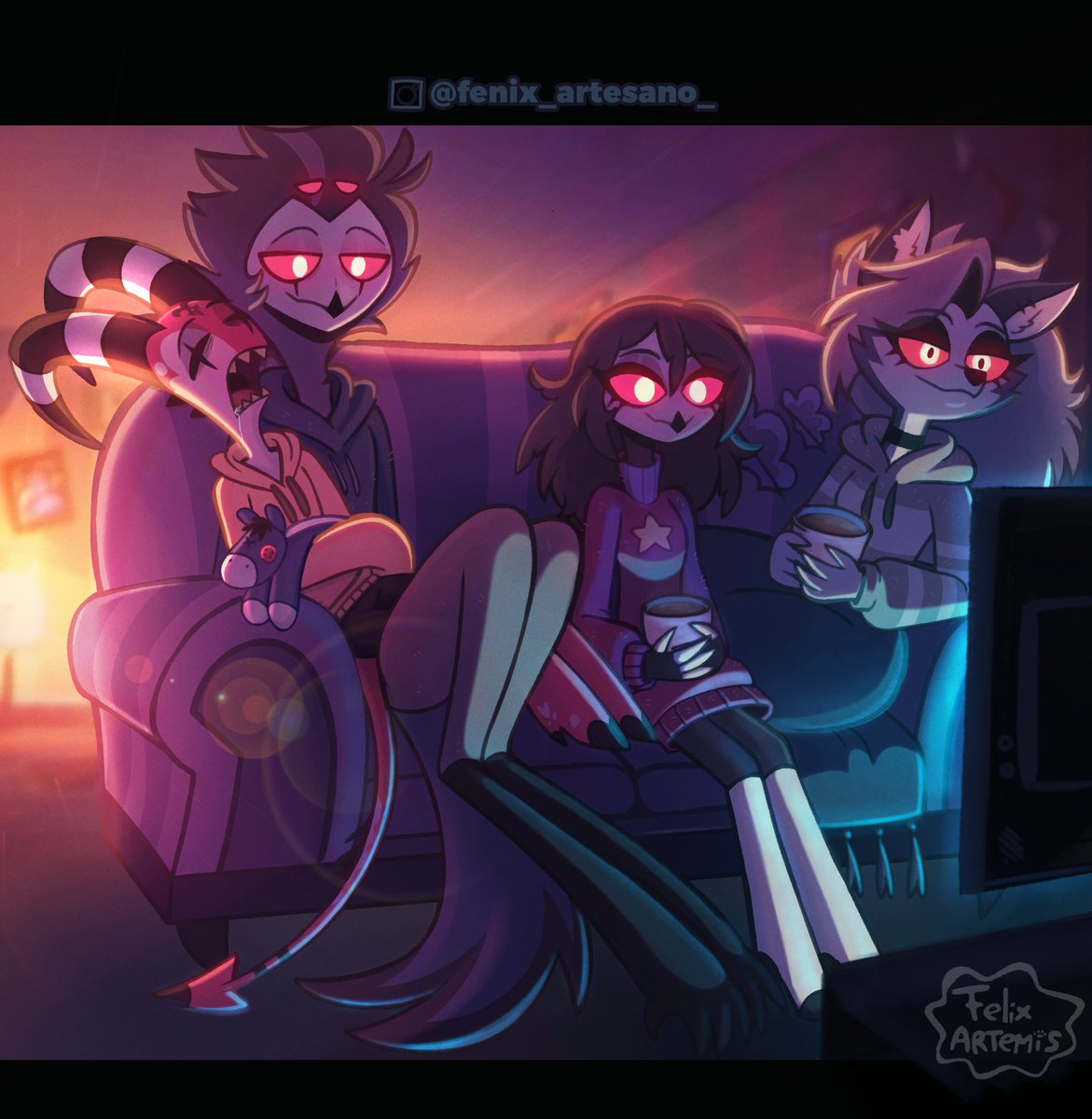 🦎🦉Family time?🦉🐺
-
-
-
#HelluvaBoss  #HelluvaBossLoona #Stolitz  #HelluvaBossOctavia #opencommission #Stolas