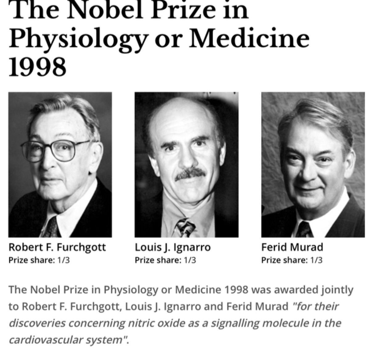 DivineManhood's tweet photo. In 1998, 3 U.S. scientists won the Nobel Prize.

One of them told Dr. Nathan Bryan:

“If we can restore Nitric Oxide production, it’ll change the world.”

25 years of research later, he’s still proving it true. https://t.co/c5ggQNDGKC