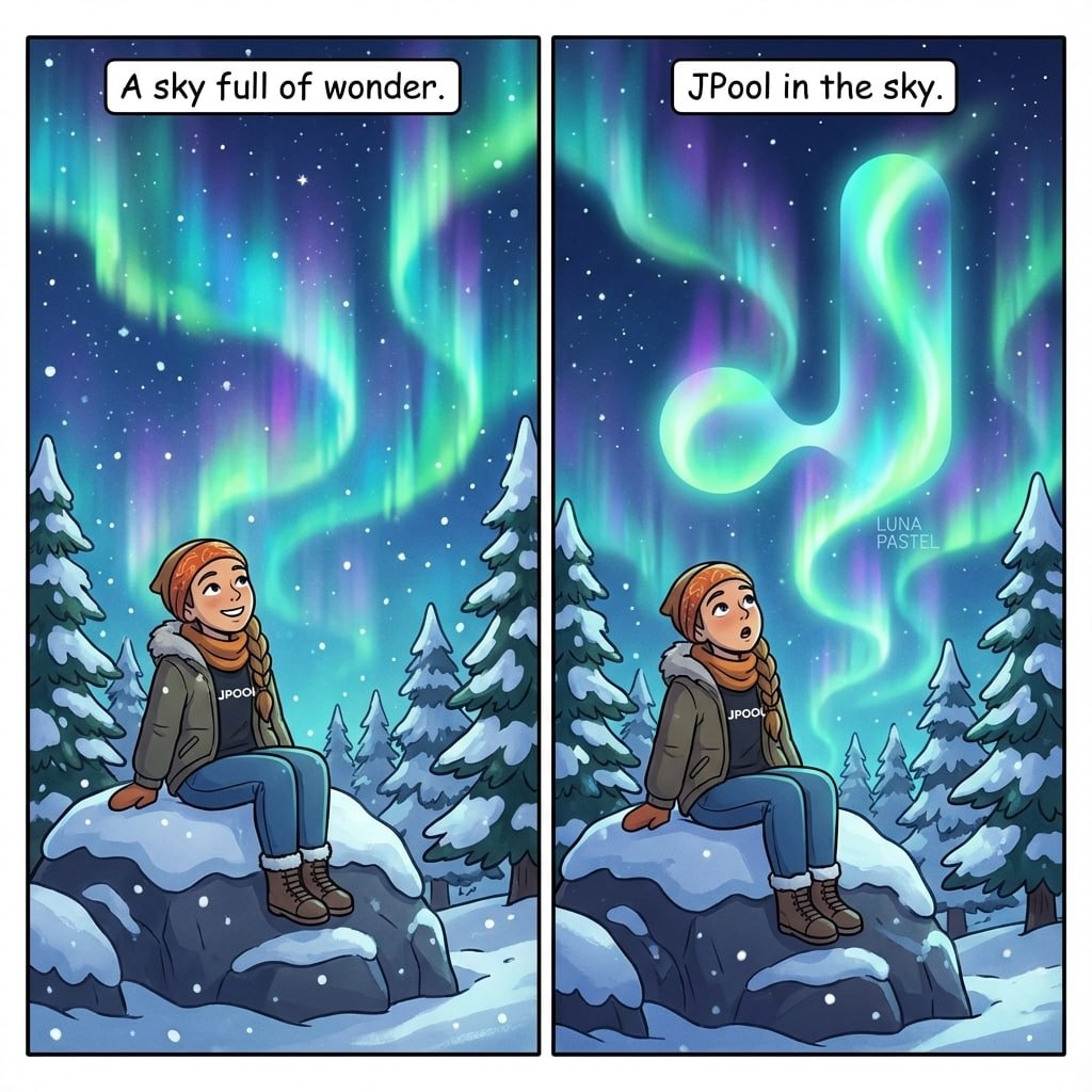 Northern lights, but make it DeFi.

Seeing <a href="/JPoolSolana/">JPool</a> patterns in the sky is what happens after you stake SOL once, mint JSOL, and let the rewards drift in like auroras