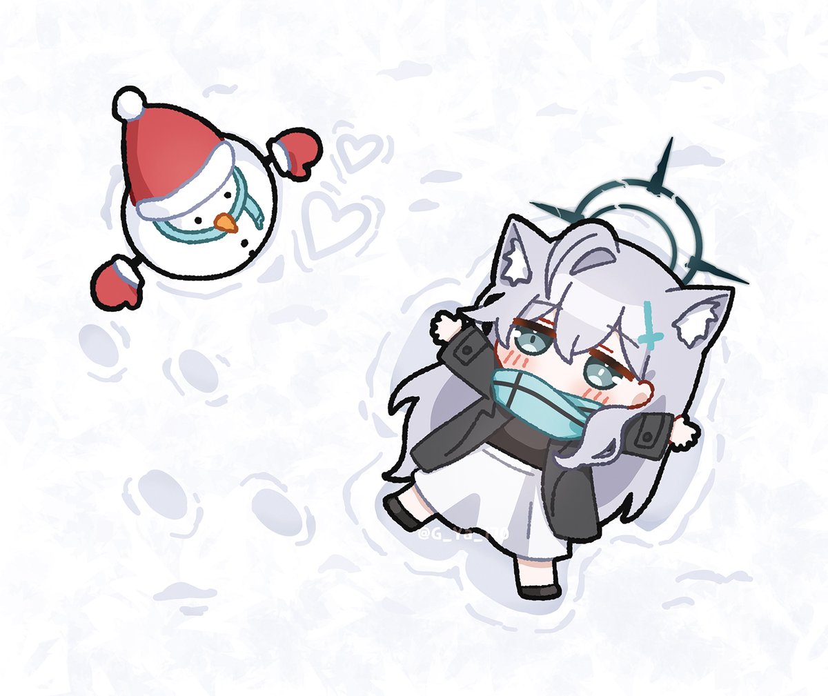 G_Ya_170's tweet image. メガネ拭き用のイラスト☃️
#ブルアカ #原神