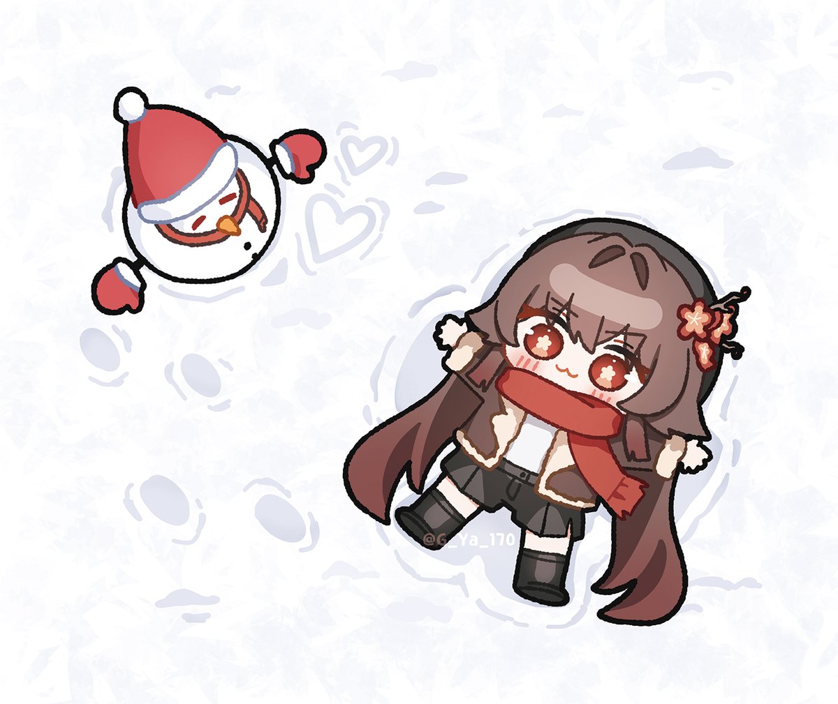 G_Ya_170's tweet image. メガネ拭き用のイラスト☃️
#ブルアカ #原神