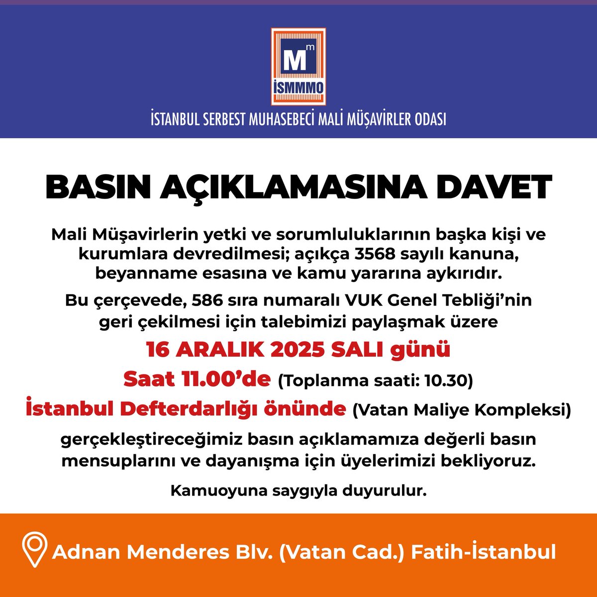 Basın Açıklamasına Davet
#İSMMMO