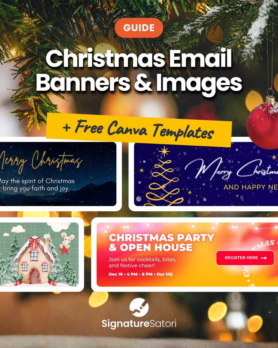 SignatureSatori's tweet photo. Don't let your holiday greetings trigger spam filters. 🚫

Keep your emails professional and lightweight by using your signature block for festive visuals.

Grab our guide and free Canva templates to set up your Christmas banners in minutes.

🔗 https://t.co/ooHqc0GLBb https://t.co/NC0JcmLpUZ