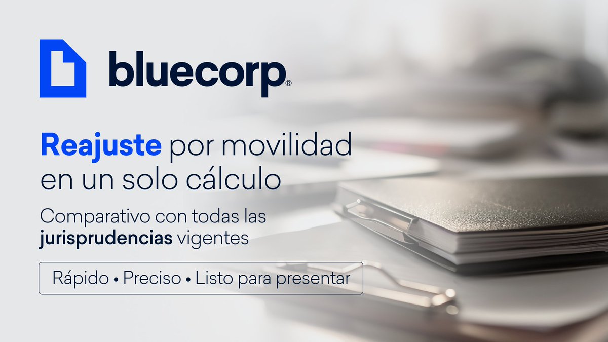 BlueCorpSoft's tweet image. 📊 Reajuste por Movilidad en un solo paso.
Con Bluecorp generás todos los escenarios comparativos según las principales jurisprudencias del país sin repetir cálculos ni perder tiempo.
Un informe completo, preciso y listo para presentar al jubilado. bluecorp.com.ar/Calcular