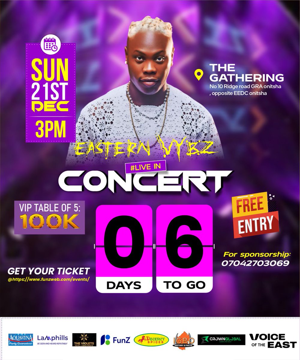 igbohiphopNG's tweet photo. As #JeriqHood and #EasternMachine tour shut down yesterday π₯
Next up: #EasternVybzConcert π¨
β³ Just 6 days to go
ποΈ FREE ENTRY
β¨ VIP tickets available β grab yours now!
Donβt miss this one with @Eastern_Vybz π₯ https://t.co/PhT7j9eGCI