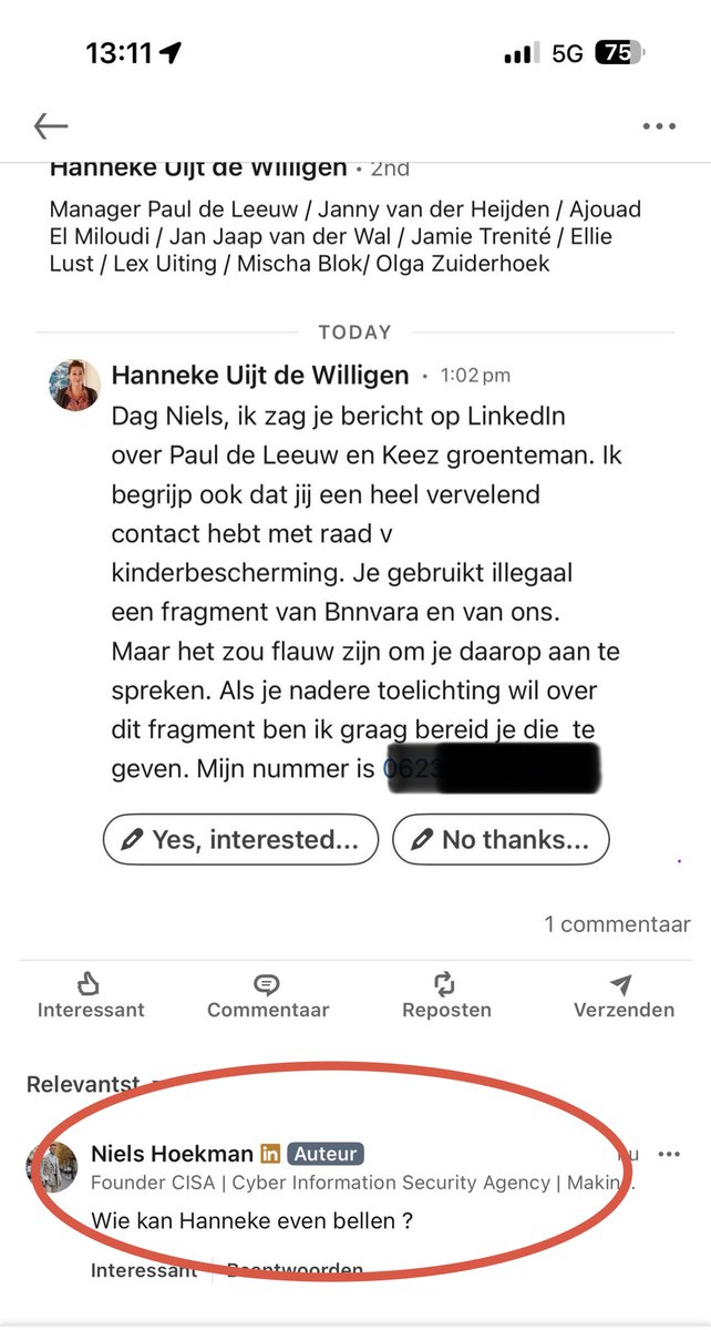 Niels vervalt weer helemaal in zijn oude gedrag! Hij heeft nu Paul de Leeuw op de korrel, waar hij helemaal over los gaat.
De manager van de Leeuw heeft hem een bericht gestuurd en Niels…..die doet gelijk maar weer een oproep om haar te gaan bellen….