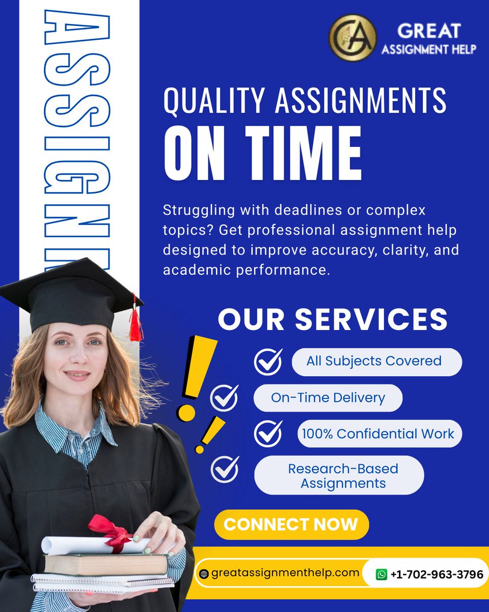 AssignmentGreat's tweet image. Quality assignments, always on time ⏰📘
All subjects covered • Research-based work • 100% confidential
📞 +1-702-963-3796
🌐 greatassignmenthelp.com

#AssignmentHelp #StudentSupport #OnTimeDelivery #AcademicSuccess