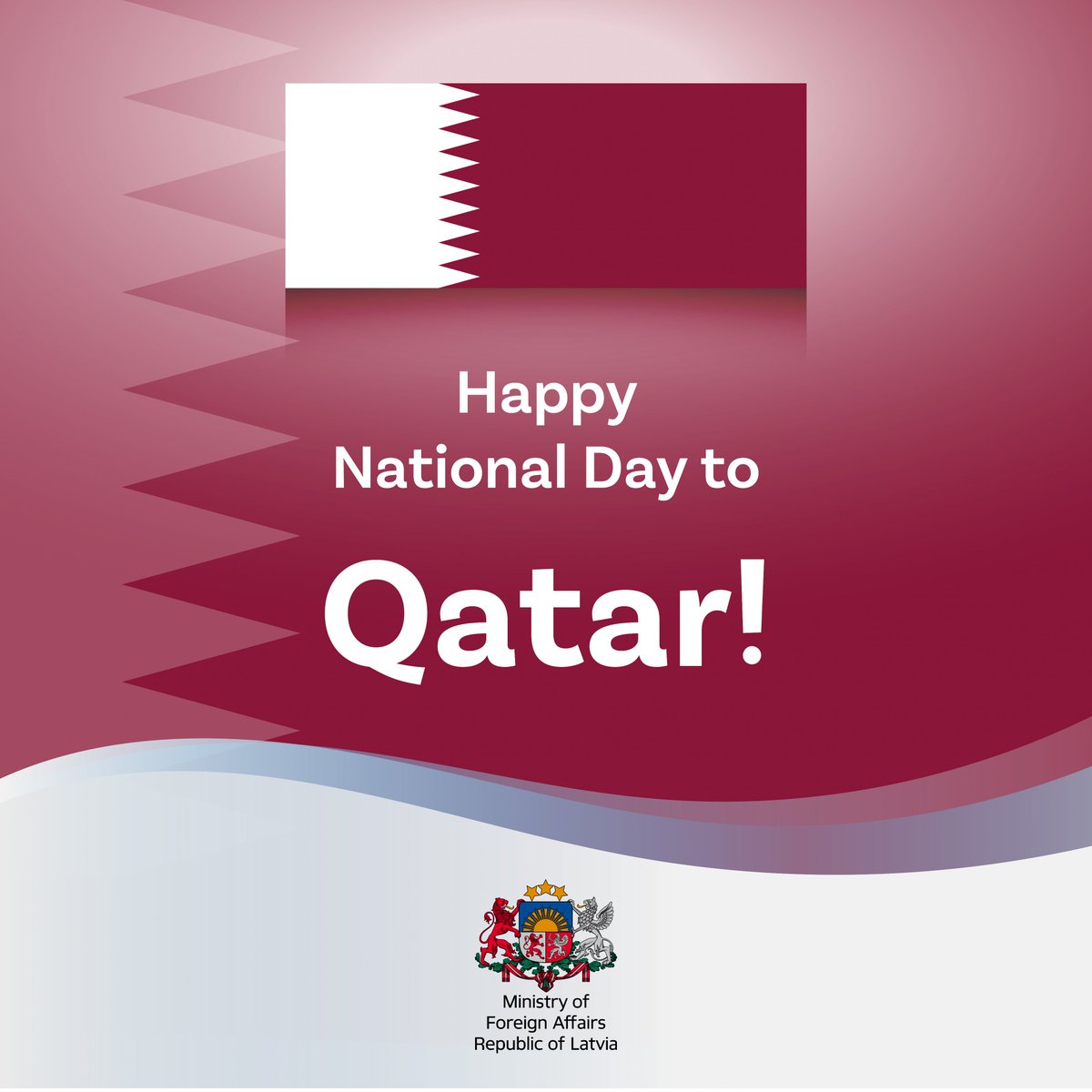 Latvian_MFA's tweet image. Latvia 🇱🇻 extends heartfelt congratulations to Qatar 🇶🇦 on its #NationalDay! We wish continued well-being and prosperity, and look forward to deepening bilateral relations in the years to come.

@MofaQatar_EN | @QatarAtUN