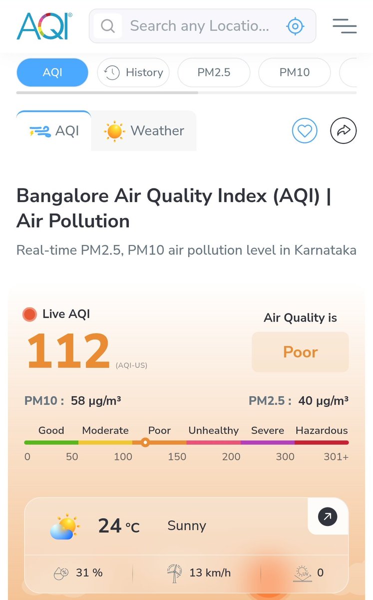 Bangalore AQI 

#DelhiPollution 
#Delhi 
#AQI