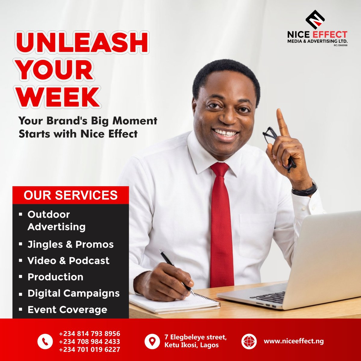 niceeffectmedia's tweet photo. New week. New focus.
Strategy beats luck every time.

Let’s help your brand grow with intention.
📞 Call or WhatsApp 0814 793 8956

#Xbusiness https://t.co/rgsKiKLcQI