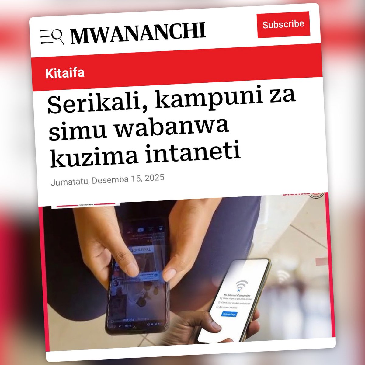 IAMartin_'s tweet photo. Huu ni muhtasari wa athari za kiuchumi za kuzimwa kwa mtandao Tanzania siku na baada ya uchaguzi mkuu Oktoba 2025

▪︎ Nini Kilitokea?

•Tanzania ilikumbana na kuzimwa mtandao nchini kote wakati na baada ya siku ya uchaguzi mkuu kuanzia 29 Oktoba hadi 3 Novemba 2025, na intaneti ilizimwa kwa takribani siku 5-6
•Mtandao wa kijamii wa 𝕏 (zamani Twitter) umefungwa nchi nzima tangu 21 Mei 2025, huku kukiwa na upunguzwaji wa kasi ya mtandao (bandwidth throttling) kutoka kwa watoa huduma (ISPs)

▪︎ Hasara za kiuchumi

•Kwa mujibu wa Paradigm Initiative (PIN) na data kutoka NetBlocks Cost of Shutdown Tool (COST), hasara ya pamoja kutokana na kuzimwa kwa mtandao na kufungiwa kwa mtandao wa 𝕏 inazidi US$238 Milioni (takribani TZS 560 bilioni)
•Kuzimwa kwa mtandao pekee yake kunakadiriwa kugharimu takribani US$72 Milioni (takribani TZS 178 bilioni) kwa siku 5 za kuzimwa kwa mtandao - karibu US$13.8 Milioni kwa siku
•Kufungiwa kwa mtandao wa 𝕏 (the ongoing suspension of 𝕏) kulichangia hasara ya takribani US$165.8 Milioni (takribani TZS 390 bilioni) katika hasara za kiuchumi (economic losses)

▪︎ Nini kiliathirika?

•Kuzima mtandao kuliathiri sehemu kuu za uchumi wa kidijitali
•Uzalishaji na biashara katika majukwaa ya mitandaoni
•Huduma za malipo ya kifedha za kidijitali ambazo ni biashara kubwa na nyingi na watu binafsi hutegemea
•Huduma za afya na kijamii zinazotumia mifumo ya mtandao
•Minada ya kilimo na mauzo ya nje – biashara ya korosho, ilihairishwa kutokana na kukosekana kwa mtandao

▪︎ Maoni, hatua muhimu

•Makundi ya haki za kidijitali yanaeleza; kuzima mitandao kunakiuka uhuru wa kujieleza, kupata habar na haki ya maendeleo chini ya mifumo ya haki za binadamu ya kikanda
•Hatua za kisheria zimechukuliwa kupinga amri na uhalali wa kuzima mitandao – mashauri yamefunguliwa Mahakamani
•Kituo cha Sheria na Haki za Binadamu (LHRC) imefungua kesi Mahakama ya Afrika Mashariki (EACJ)
•Tanganyika Law Society (TLS) wamefungua kesi ya kikatiba Mahakama Kuu kanda ya Dar es Salaam. 

▪︎ Kwanini ni Muhimu?

Wachumi na watetezi wa haki wanaonya kwamba, vikwazo vya kujirudia katika matumizi ya huduma za kidijitali vinaweza; 

•Kuzuia uwekezaji katika sekta ya teknolojia
•Kudhoofisha uaminifu katika masoko ya kidijitali
•kuzima ubunifu na ujasiriamali, miongoni mwa wafanyabiashara wadogo na watengeneza maudhui wanaotegemea majukwaa ya mitandao ya kijamii