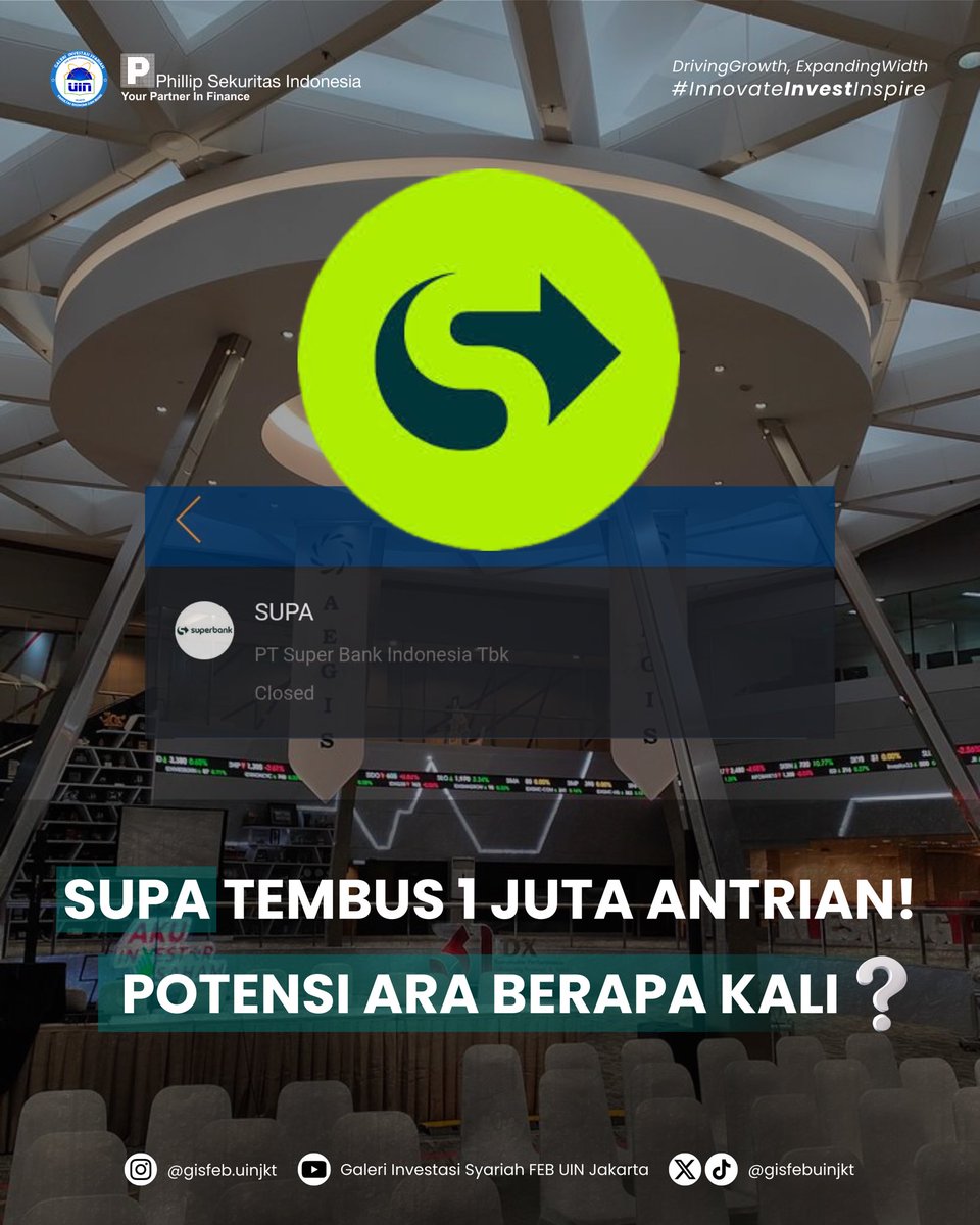 gisfebuinjkt's tweet photo. $SUPA tembus 1 juta antrian!
Ini lagi ngantri saham apa ngantri konser sih? 🤔😭 #IPO #Superbank https://t.co/DbuP8Cw9VS