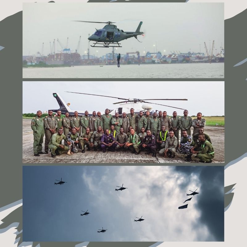 _maduibrahim's tweet photo. As the sun set on 2025, six Nigerian Navy helicopters rose as one.
Precision. Teamwork. Pride.

From pilots to engineers, ATC to ground crew one force, one purpose.
The ultimate champion isn’t the individual. It’s the team. 🇳🇬✈️

#NigerianNavy #NigerianNavyAirArm #WeSoarTogether https://t.co/QTOkKkhVQE