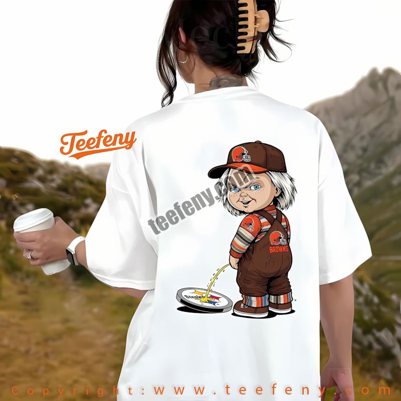 Teefenyshop's tweet photo. Cleveland Browns Chucky Steelers Rivalry Shirt Graphic
Rush Order: https://t.co/YP7bVRKvNF 
 
 #ClevelandBrowns #ChuckyShirt #SteelersRivalry #NFLApparel #FootballFans #RivalryGear #GameDayStyle #Teefeny https://t.co/UeDdUlZIrc