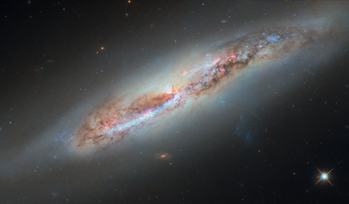 Our ESA/Hubble Picture of the Week sees galactic gas making a getaway ☁️💨

The spiral galaxy NGC 4388 is located about 60 million light-years away in the Virgo cluster. From Earth, it appears tilted at an extreme angle, giving us a nearly edge-on view of the galaxy. This reveals