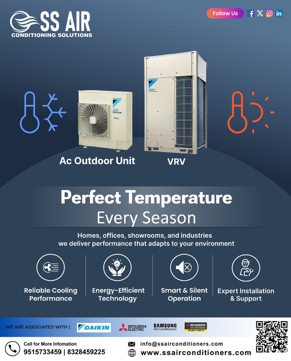ss_aircon2023's tweet image. Stay comfortable in every season with energy-efficient AC &amp;amp; VRV systems. Silent cooling, expert installation &amp;amp; perfect temperature always! ❄️🔥
#HVAC #CoolingSolutions #VRV #SmartCooling #AirConditioning #SSAirConditioning