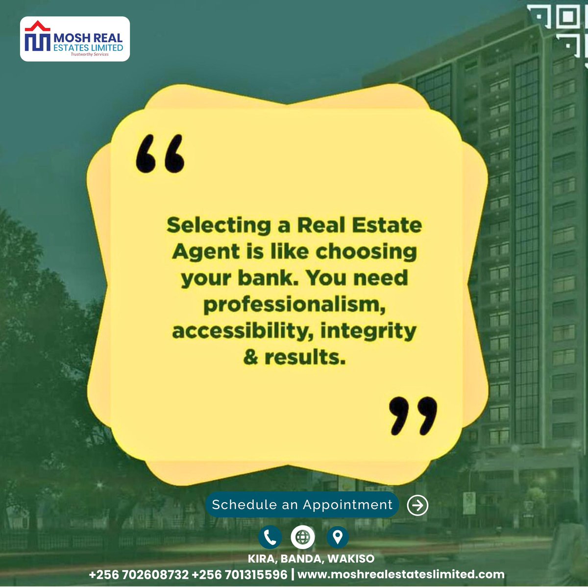 moshrealestates's tweet photo. Selecting a real estate agent is like choosing a bank account
trust, transparency, and security matter.
At Mosh Real Estate Ltd, your investment comes first.
#MoshRealEstate #PropertyInvestment #TrustedAgents #RealEstateUganda https://t.co/SOwgKrCfdl